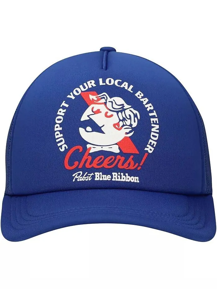 Мужская синяя кепка Pabst Blue Ribbon Bartender Foam Trucker Adjustable Hat Lids — изображение 2 из 4