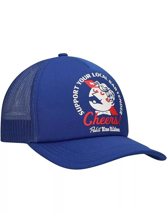 Мужская синяя кепка Pabst Blue Ribbon Bartender Foam Trucker Adjustable Hat Lids — изображение 3 из 4