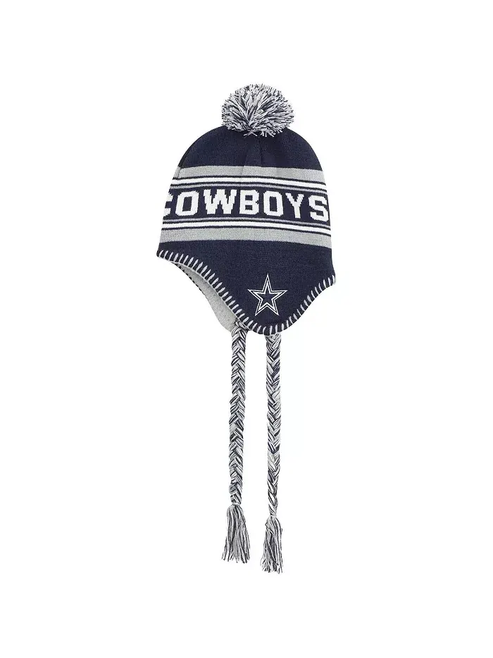 Детская вязаная шапка Dallas Cowboys с помпоном и кисточкой, цвет navy, жаккард Outerstuff — изображение 1 из 2
