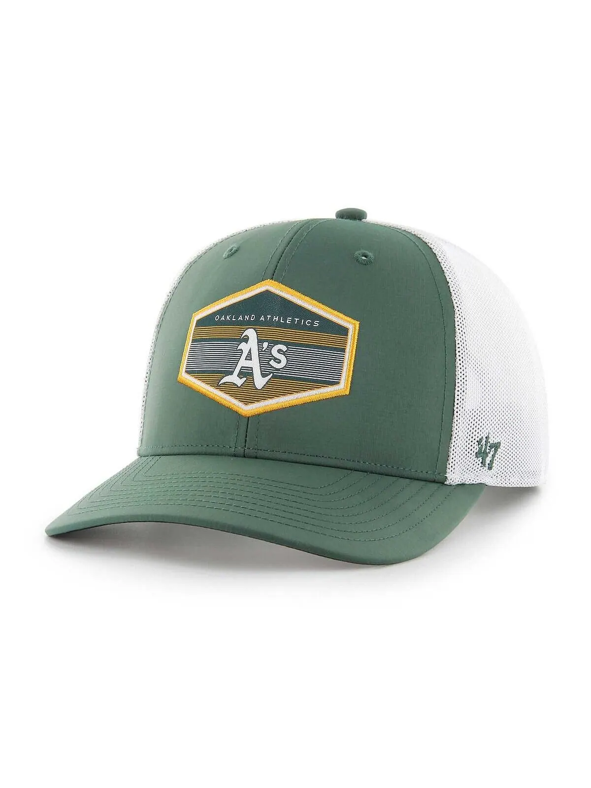 Мужская зелено-белая кепка Oakland Athletics Burgess Trucker Snapback '47 Brand — изображение 1 из 1, зеленый белый