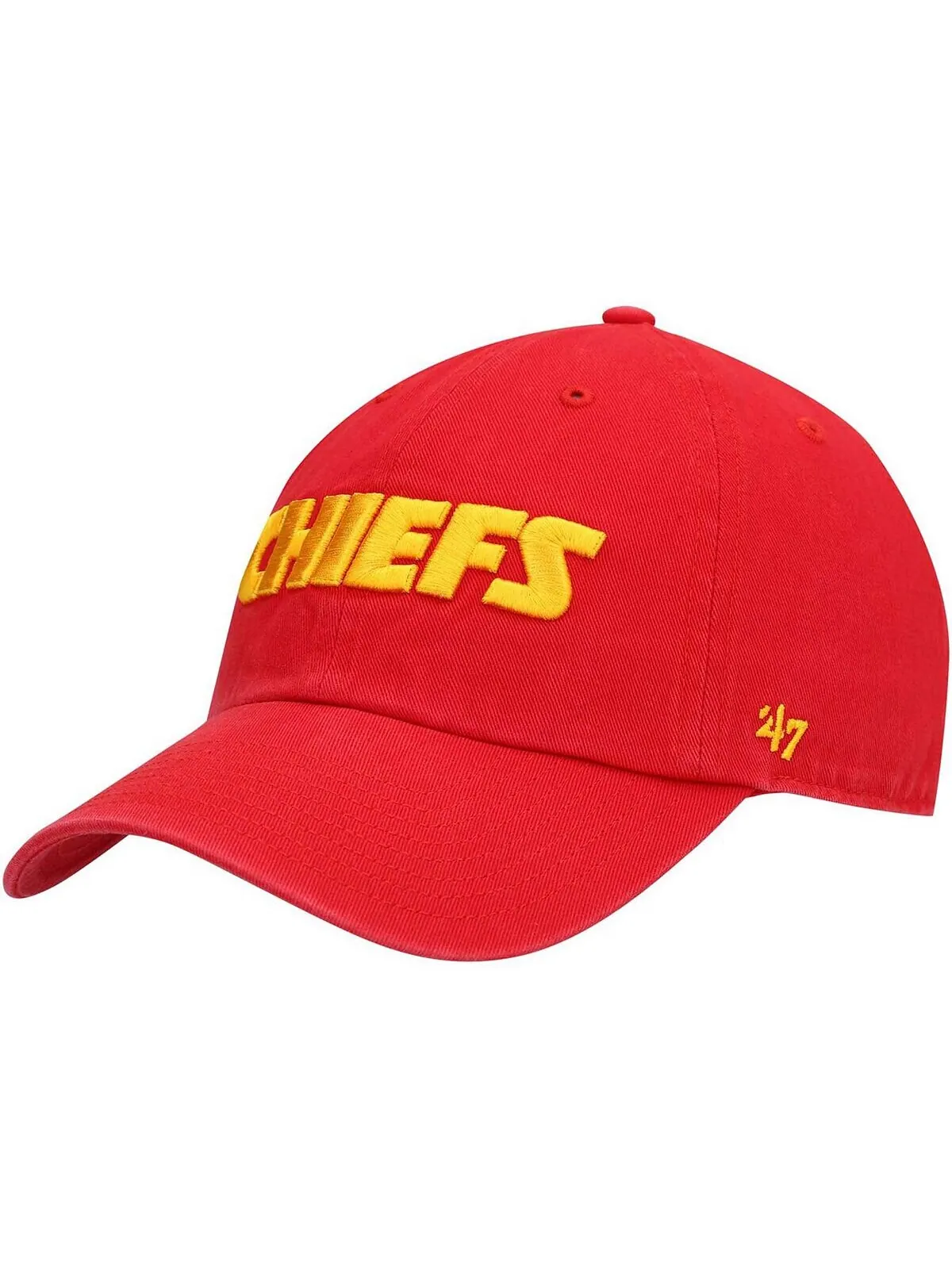 Мужская красная регулируемая кепка Kansas City Chiefs Clean Up Script '47 Brand — изображение 1 из 4, красный