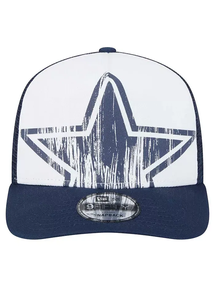 Белая/тёмно-синяя состаренная кепка-кнопка Dallas Cowboys 9FIFTY с А-образной оправой для больших — изображение 3 из 4