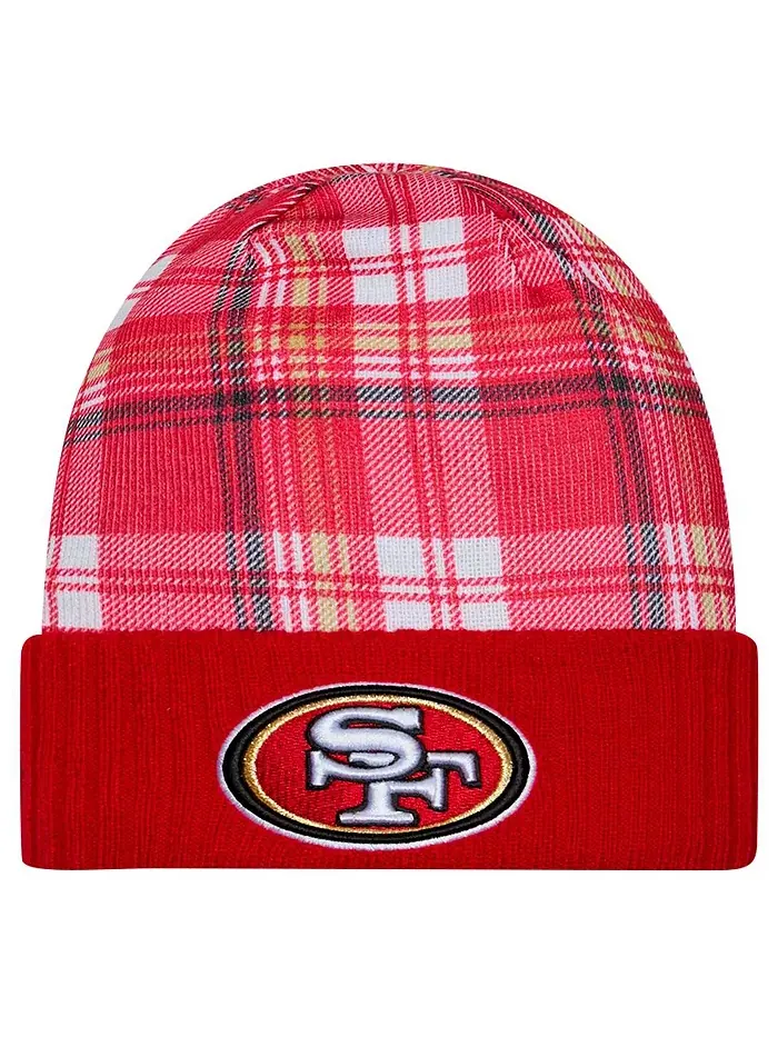 Мужская шапка Scarlet San Francisco 49ers Sideline Statement с отворотом New Era — изображение 1 из 2