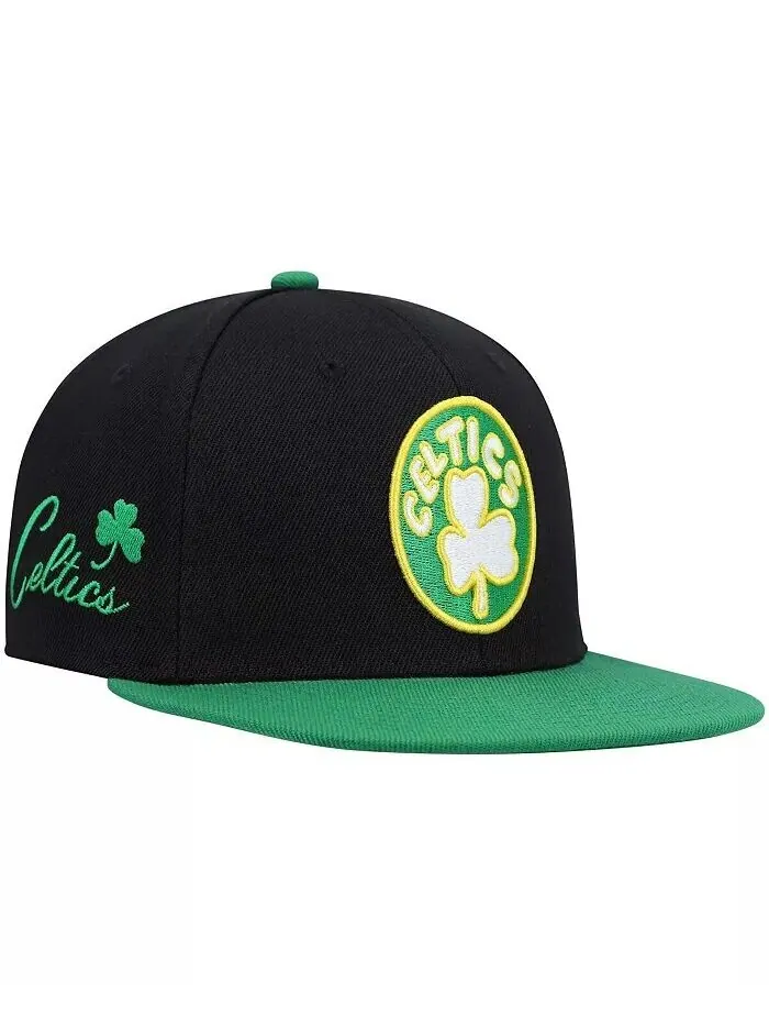 Мужская черно-зеленая бейсболка Boston Celtics Hardwood Classics Snapback Mitchell & Ness — изображение 1 из 4