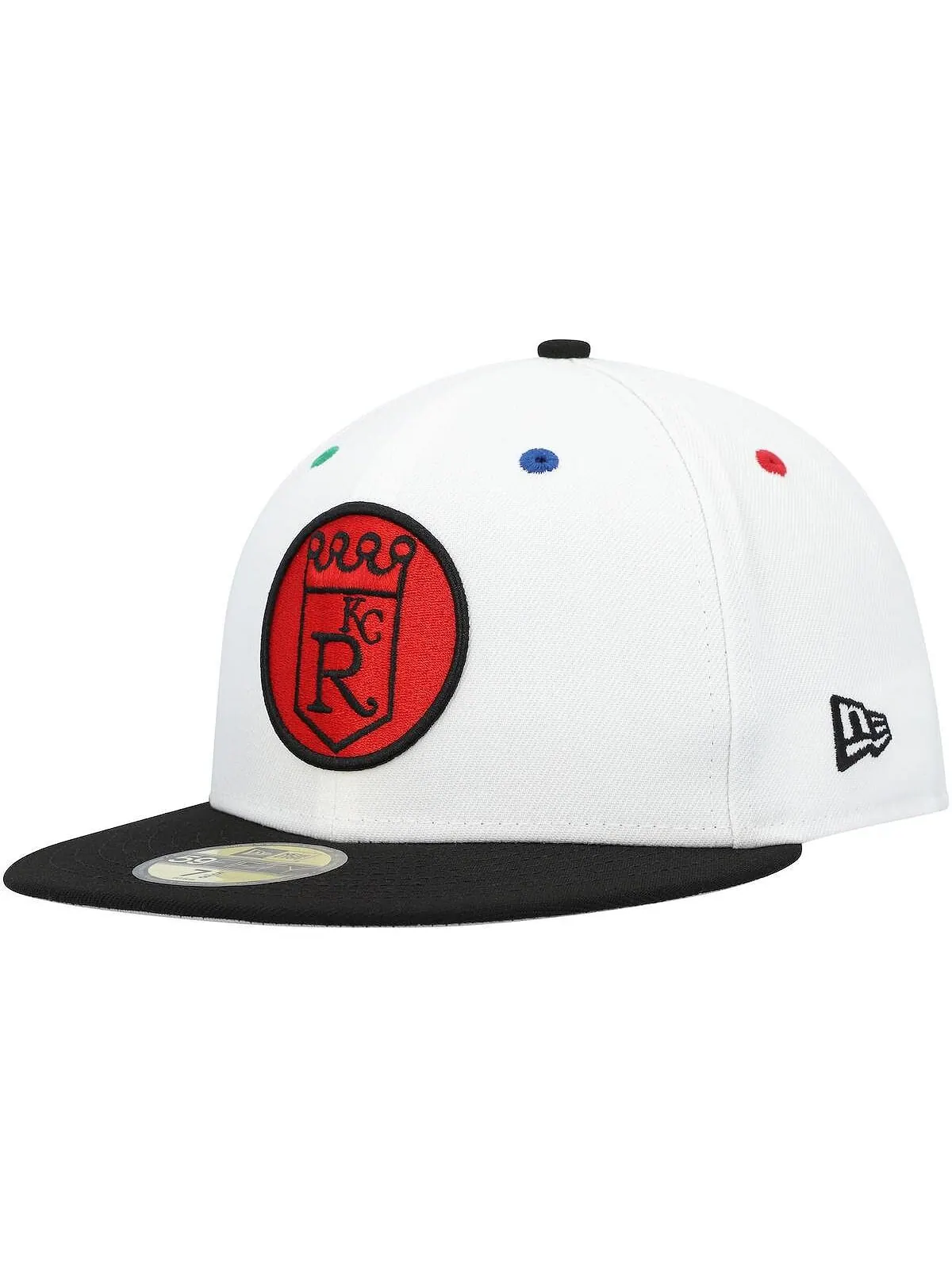 Мужская белая, черная приталенная шляпа Kansas City Royals Primary Eye 59FIFTY New Era — изображение 3 из 4, белый черный