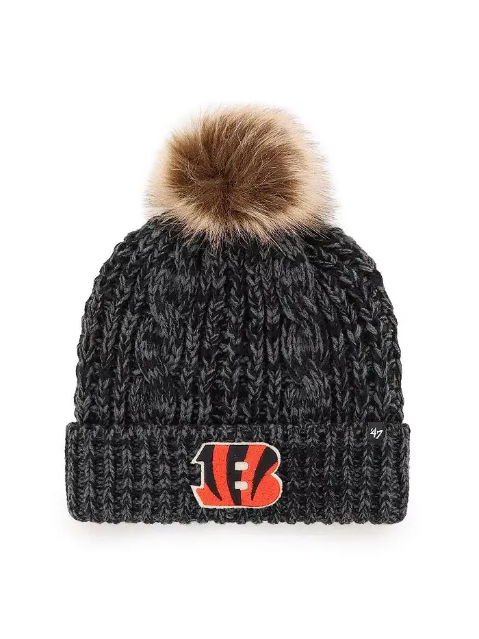 Женская черная вязаная шапка Meeko с манжетами и помпоном с логотипом Cincinnati Bengals '47 Brand — изображение 1 из 2