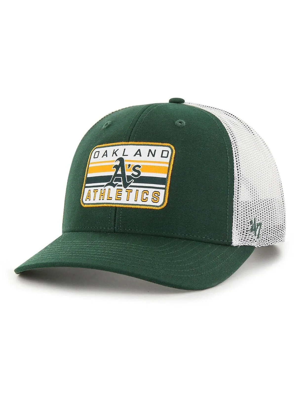 Мужская зеленая регулируемая кепка Oakland Athletics Drifter Trucker '47 Brand — изображение 1 из 2, зеленый