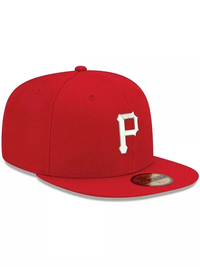 Мужская красная приталенная шляпа с логотипом Pittsburgh Pirates, белая 59FIFTY New Era — изображение 3 из 4