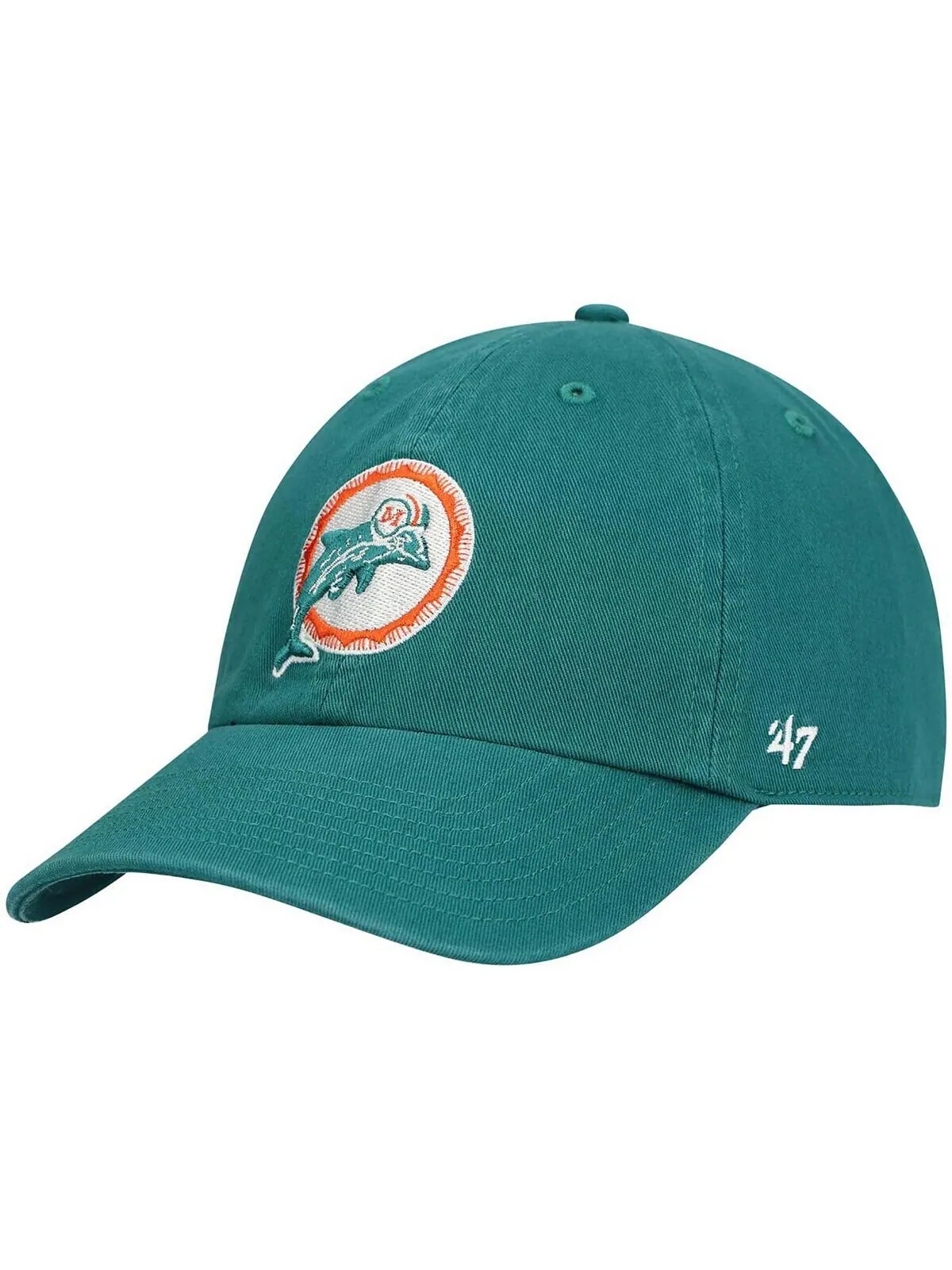 Мужская темно-бирюзовая регулируемая шляпа Miami Dolphins Clean Up Legacy '47 Brand — изображение 1 из 4, бирюзовый