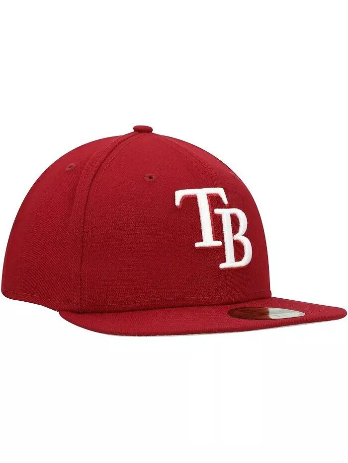 Мужская приталенная кепка Cardinal Tampa Bay Rays белая с логотипом 59FIFTY New Era — изображение 3 из 4