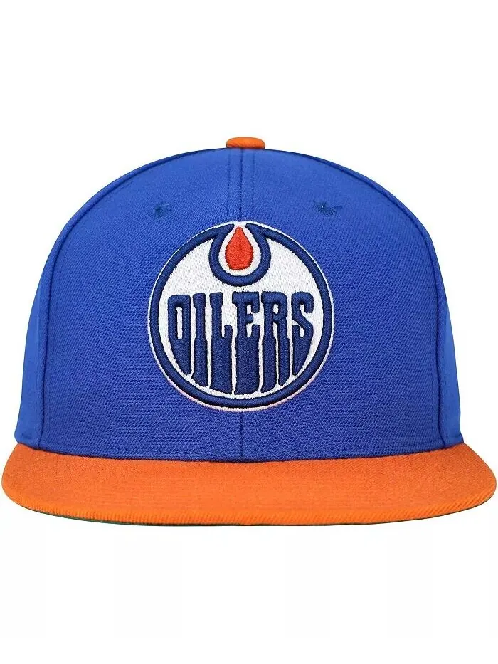 Мужская синяя бейсболка Edmonton Oilers Core Team Ground 2.0 Snapback Mitchell & Ness — изображение 3 из 4
