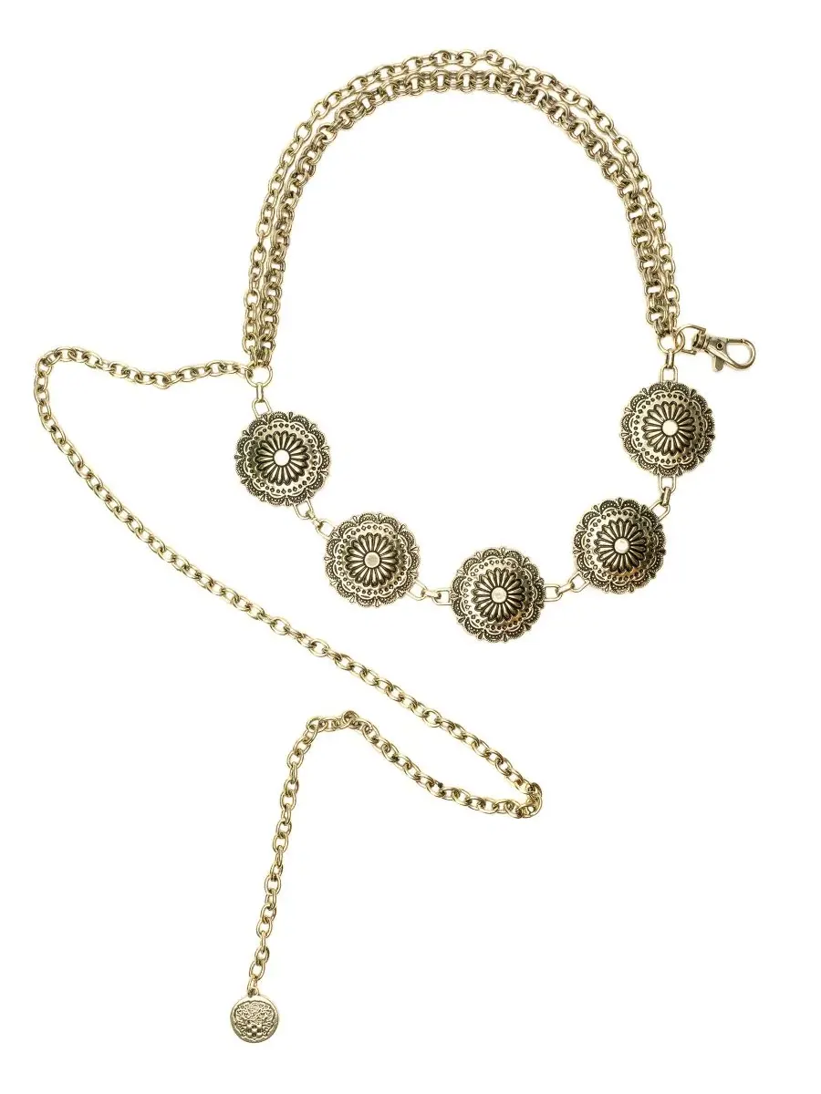 Ремень с цепочкой Concho Chain Swag Belt Vince Camuto, Light Oxford Embossed Brass — изображение 1 из 4
