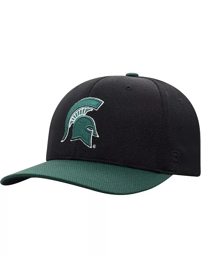 Мужская черно-зеленая двухцветная кепка Reflex Hybrid Tech Flex Michigan State Spartans Top Of The — изображение 3 из 4