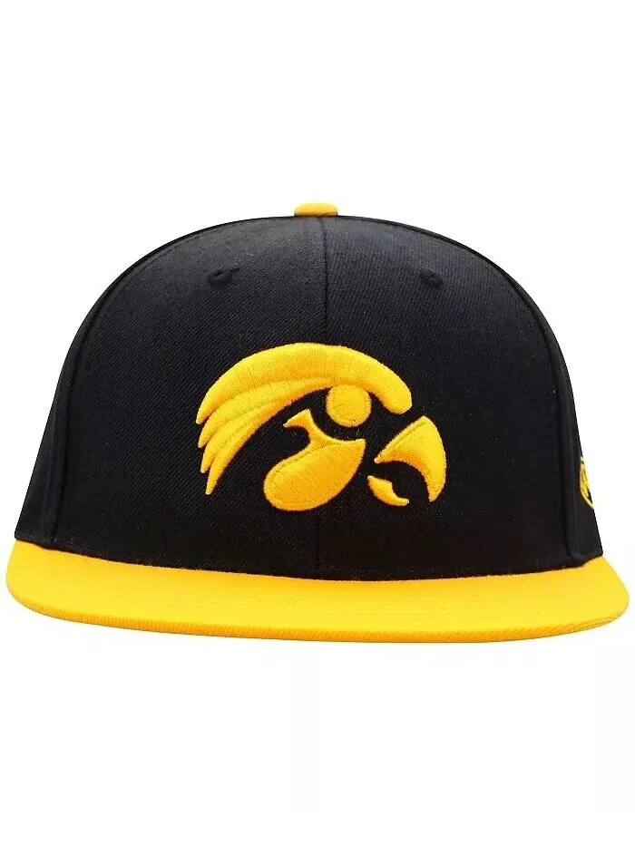 Мужская двухцветная приталенная шляпа черного и золотого цвета Iowa Hawkeyes Team Color Top Of The — изображение 2 из 4