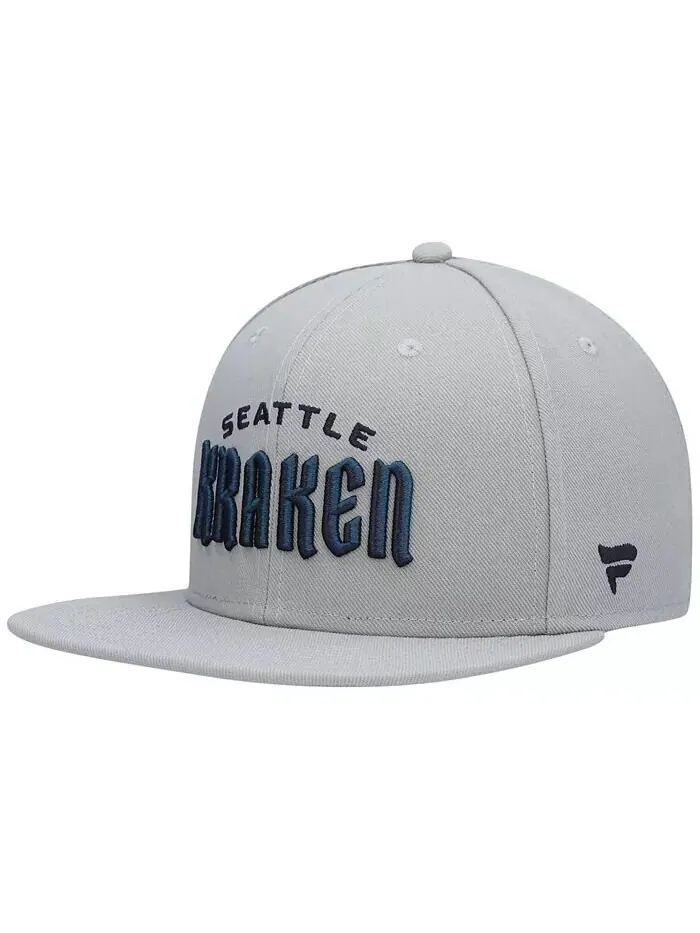 Мужская серая кепка Snapback с логотипом Seattle Kraken Wordmark Fanatics — изображение 2 из 5