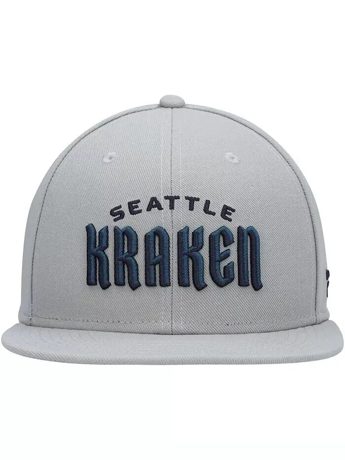 Мужская серая кепка Snapback с логотипом Seattle Kraken Wordmark Fanatics — изображение 3 из 5