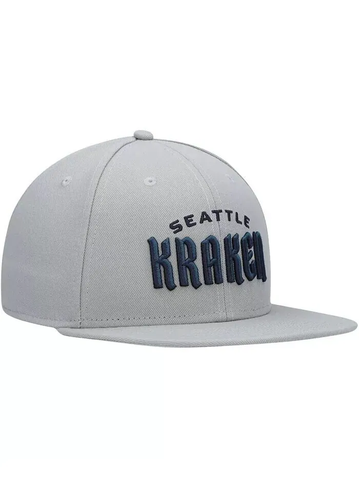 Мужская серая кепка Snapback с логотипом Seattle Kraken Wordmark Fanatics — изображение 4 из 5