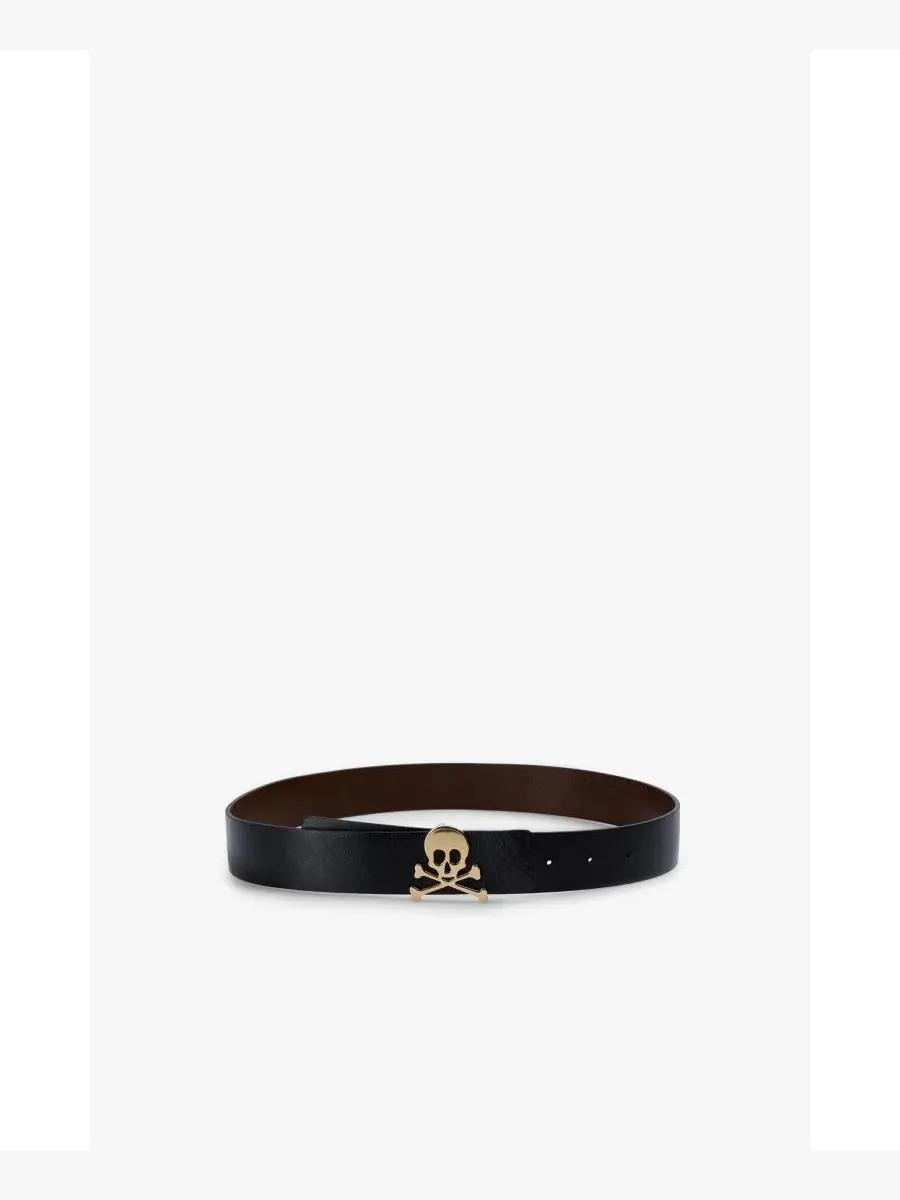 Ремень из натуральной кожи с пряжкой в виде черепа Spring Skull Scalpers, Blackbrown — изображение 2 из 3