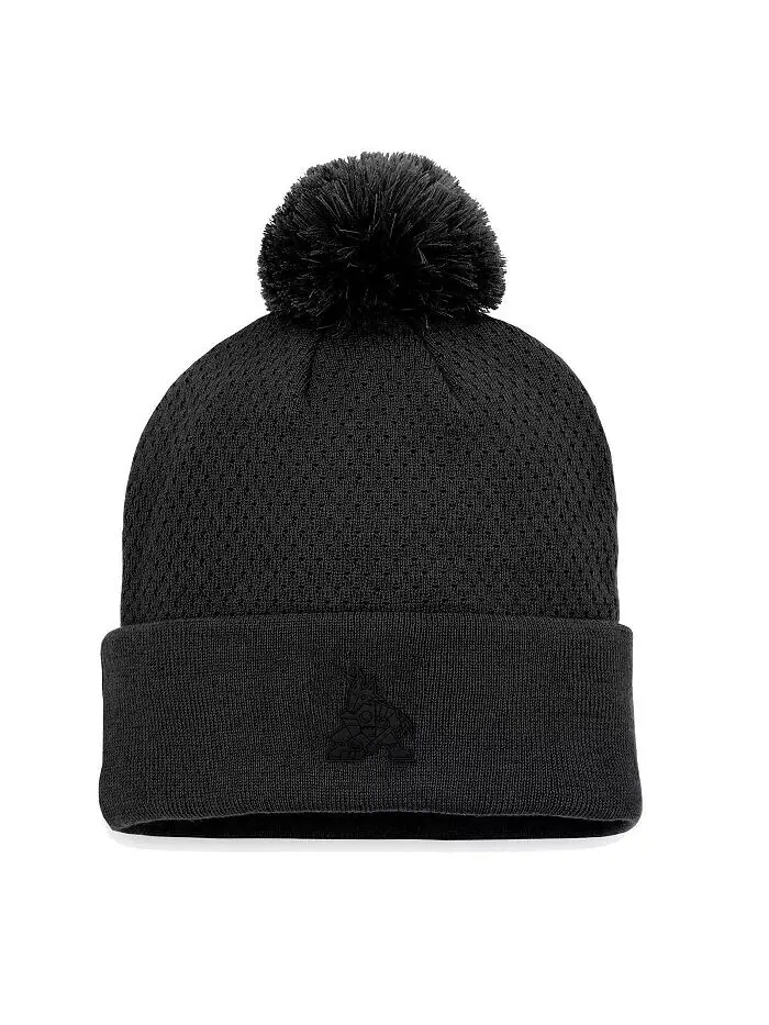 Черная женская вязаная шапка Arizona Coyotes Authentic Pro Road с манжетами и помпоном Fanatics — изображение 1 из 2
