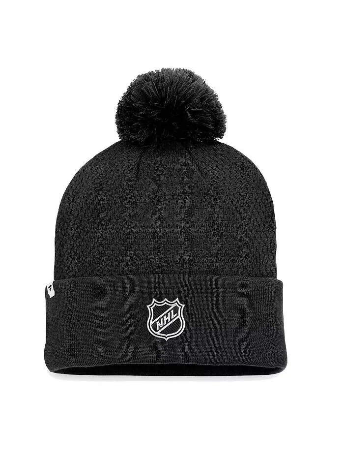 Черная женская вязаная шапка Arizona Coyotes Authentic Pro Road с манжетами и помпоном Fanatics — изображение 2 из 2