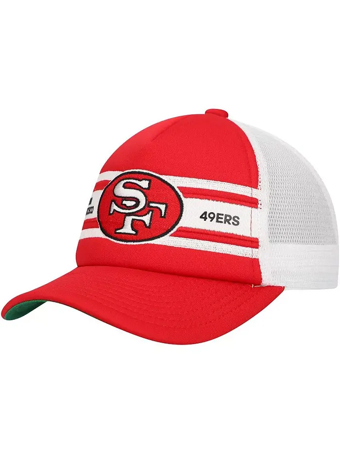 Большая регулируемая кепка в полоску San Francisco 49ers для мальчиков и девочек цвета алый — изображение 1 из 4