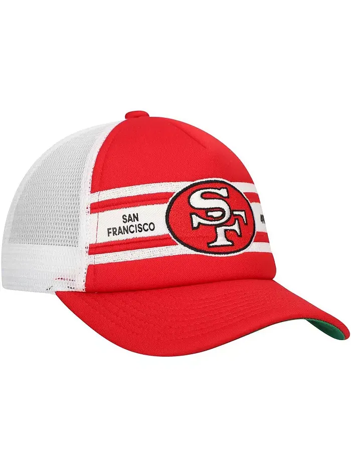 Большая регулируемая кепка в полоску San Francisco 49ers для мальчиков и девочек цвета алый — изображение 3 из 4