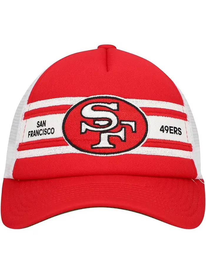 Большая регулируемая кепка в полоску San Francisco 49ers для мальчиков и девочек цвета алый — изображение 4 из 4