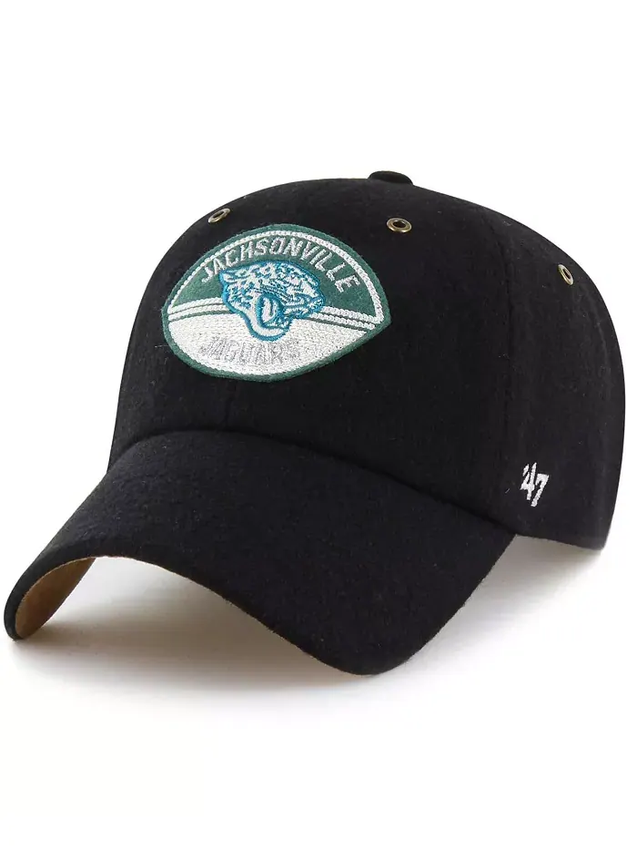 X ''47 Brand Мужская и женская черная бейсболка Jacksonville Jaguars Field Goal Clean Up Adjustable — изображение 1 из 3