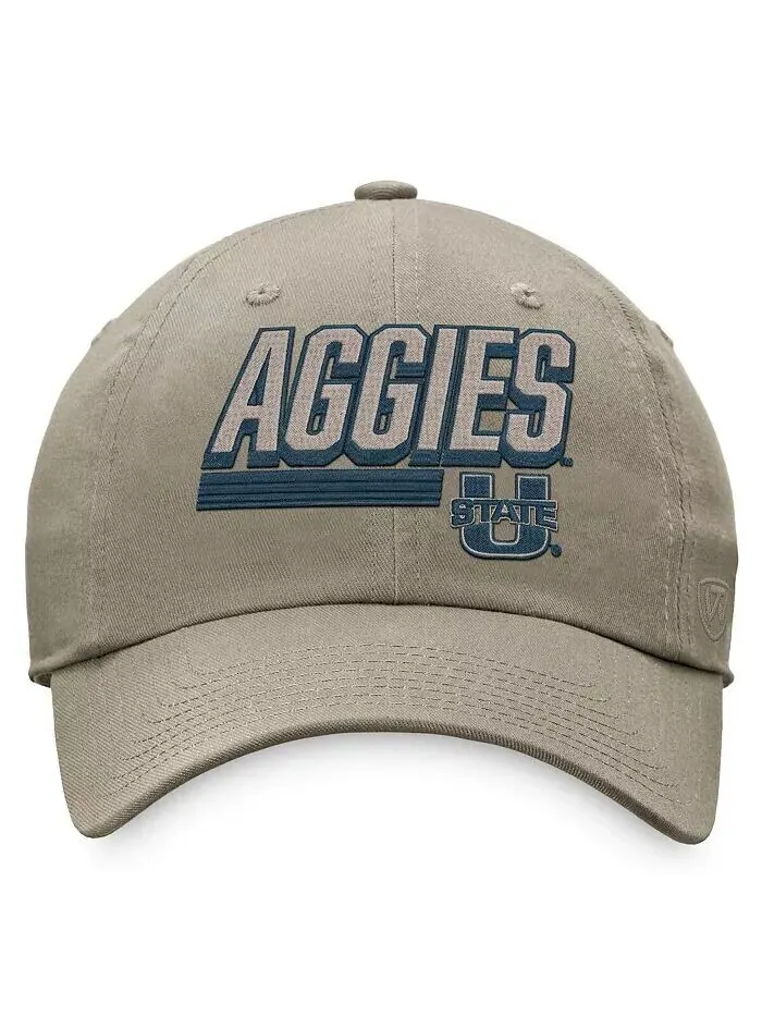 Мужская регулируемая шляпа цвета хаки Utah State Aggies Slice Slice Top Of The World — изображение 2 из 2