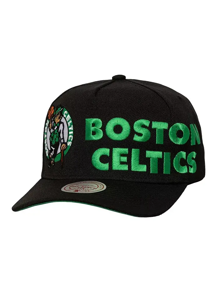 Мужская черная бейсболка Boston Celtics с логотипом Busted Wordmark Wrap-Around Pro Pinch — изображение 1 из 3