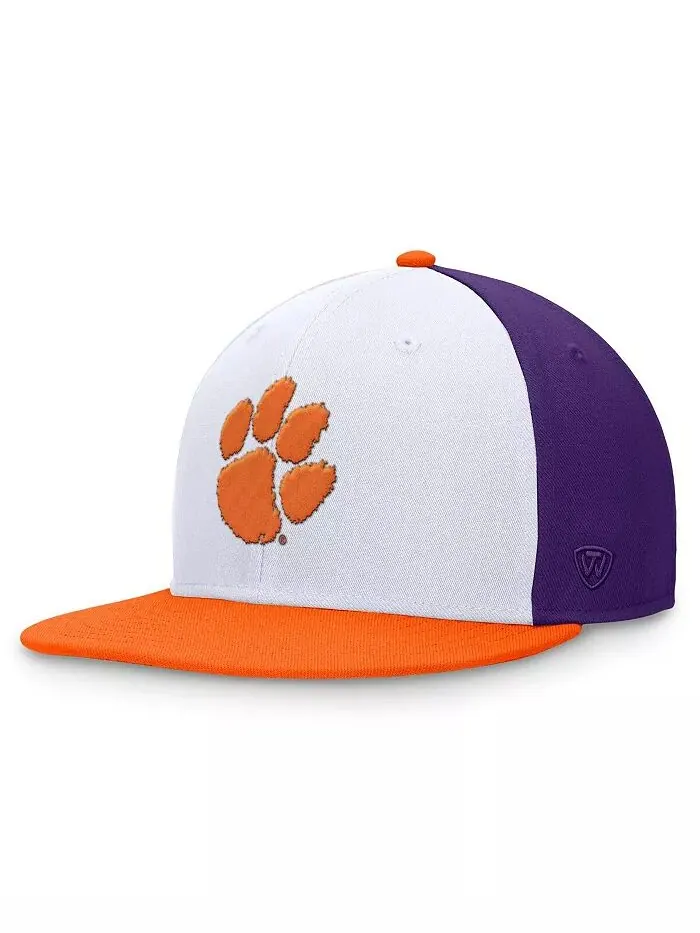 Мужская белая/оранжевая трехцветная кепка Clemson Tigers Heritage Collector Fitted Hat Top of the