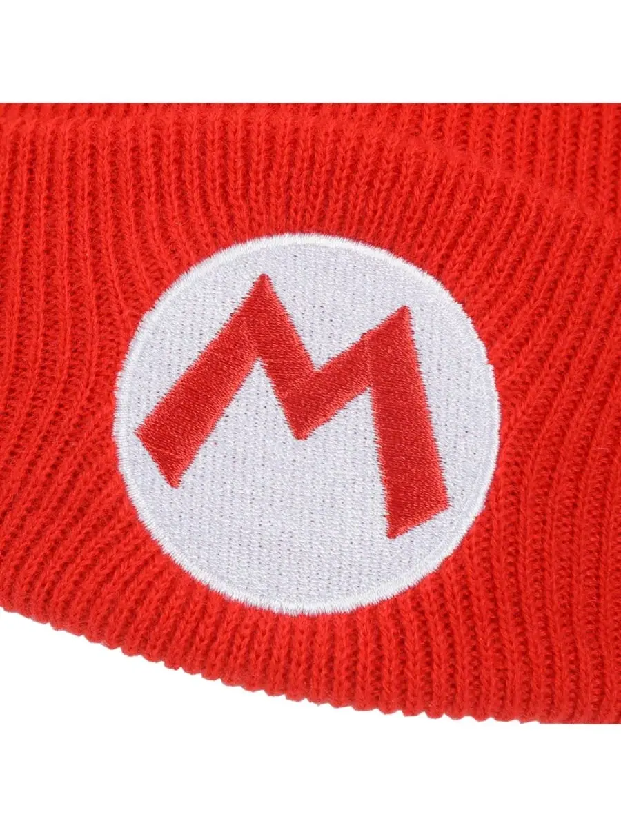 SUPER MARIO Мужская шапка-бини с вышитым логотипом «М» на красной манжете — изображение 6 из 6