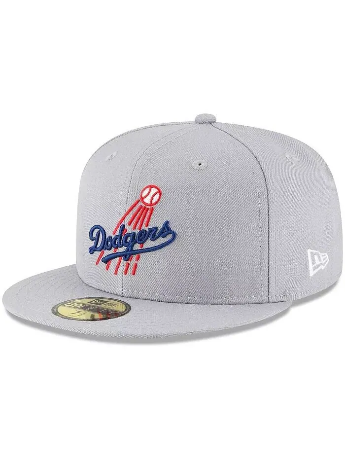 Мужская серая кепка с логотипом Los Angeles Dodgers Cooperstown Collection 59Fifty New Era