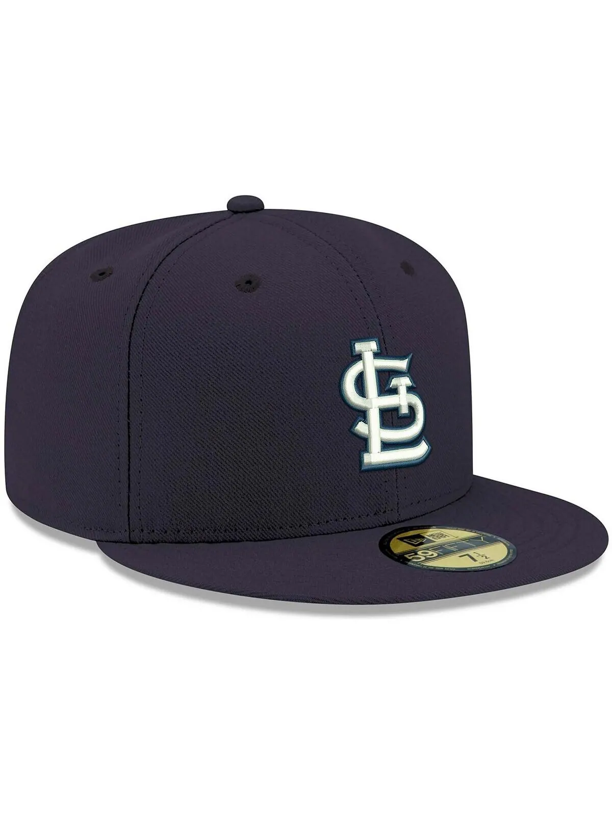 Мужская темно-синяя шляпа с логотипом St. Louis Cardinals белая 59FIFTY приталенная шляпа New Era — изображение 3 из 4