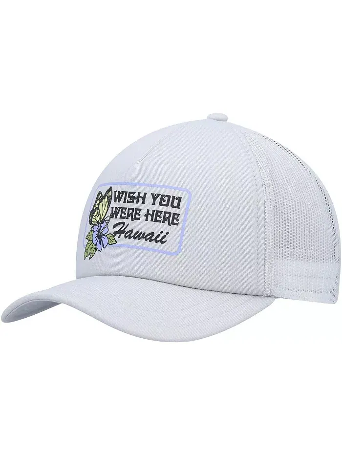 Женская серая бейсболка Wish You Were Here Foam Trucker Snapback RVCA — изображение 1 из 4
