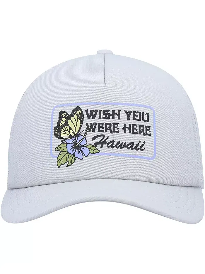 Женская серая бейсболка Wish You Were Here Foam Trucker Snapback RVCA — изображение 2 из 4