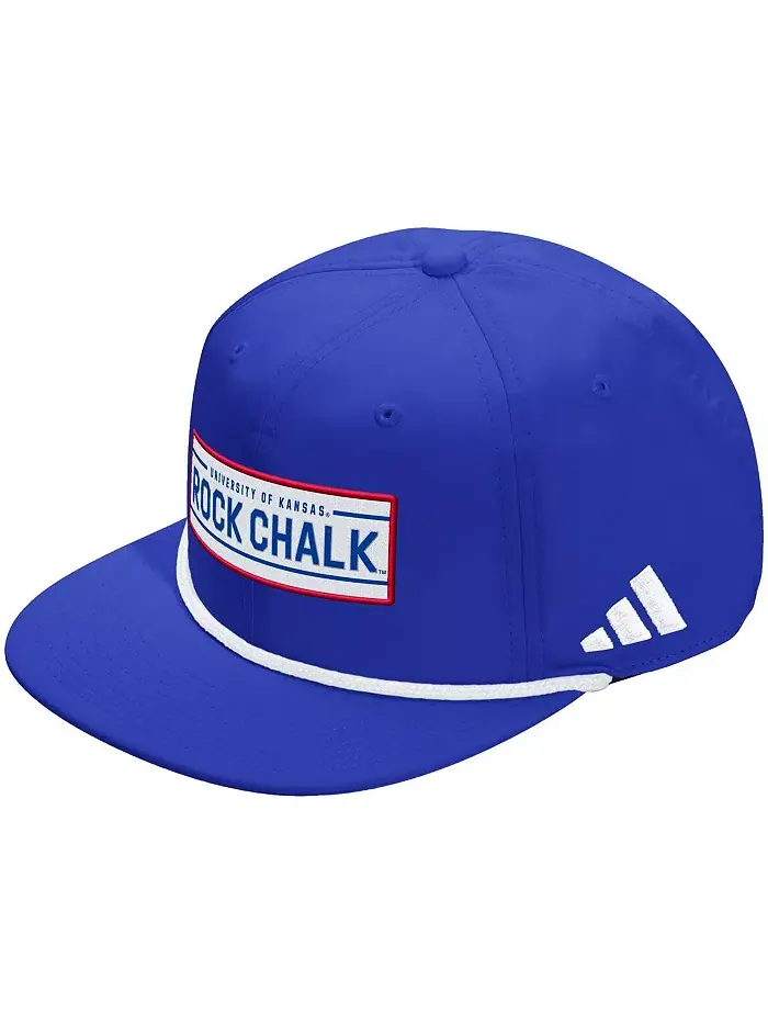 Мужская и женская кепка Royal Kansas Jayhawks с регулируемой веревкой для раздевалки adidas — изображение 1 из 2