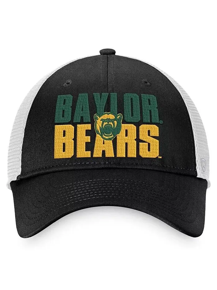 Мужская черно-белая кепка Baylor Bears Stockpile Trucker Snapback Top Of The World — изображение 2 из 2
