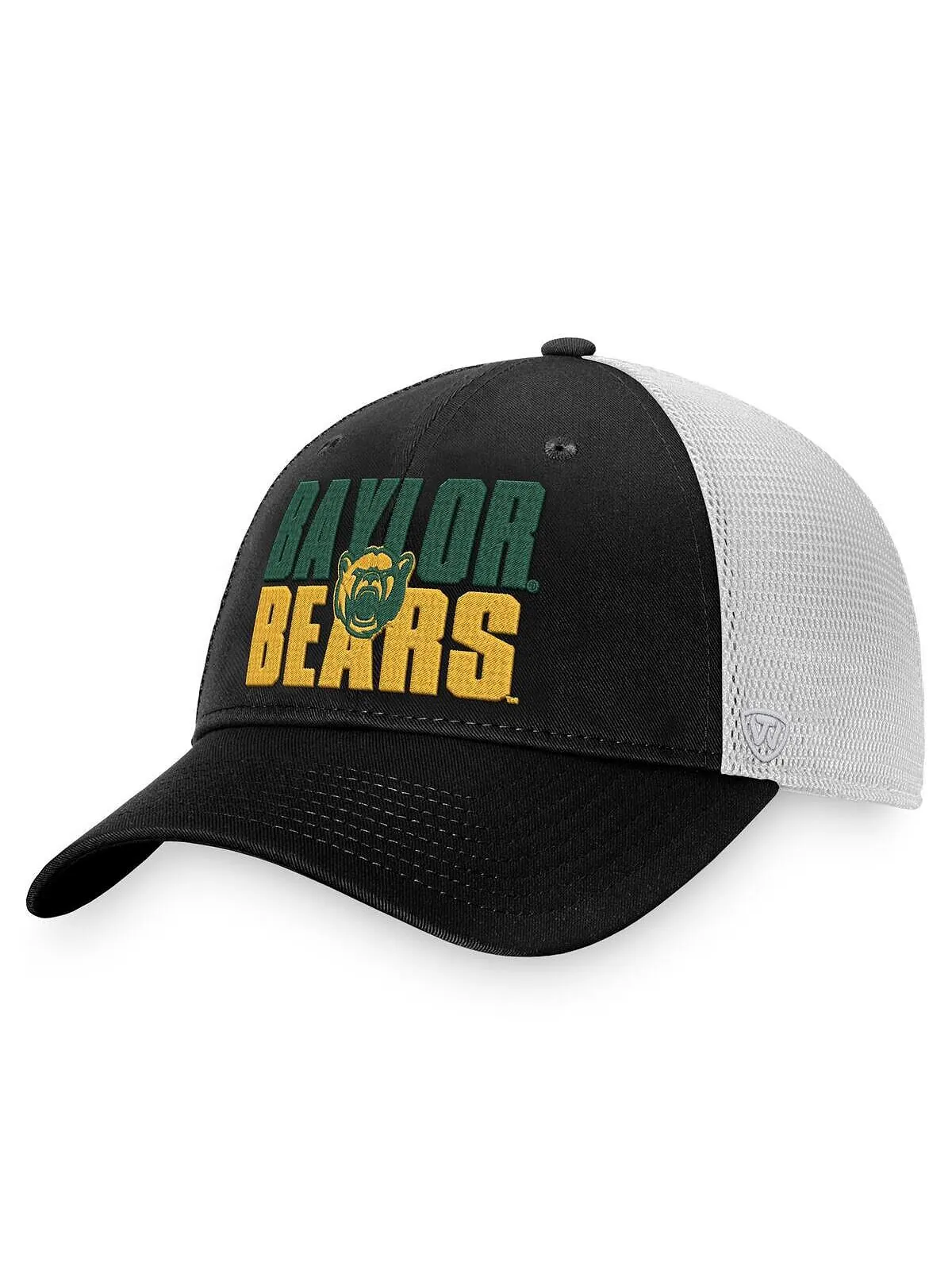 Мужская черно-белая кепка Baylor Bears Stockpile Trucker Snapback Top of the World — изображение 1 из 2, черный белый