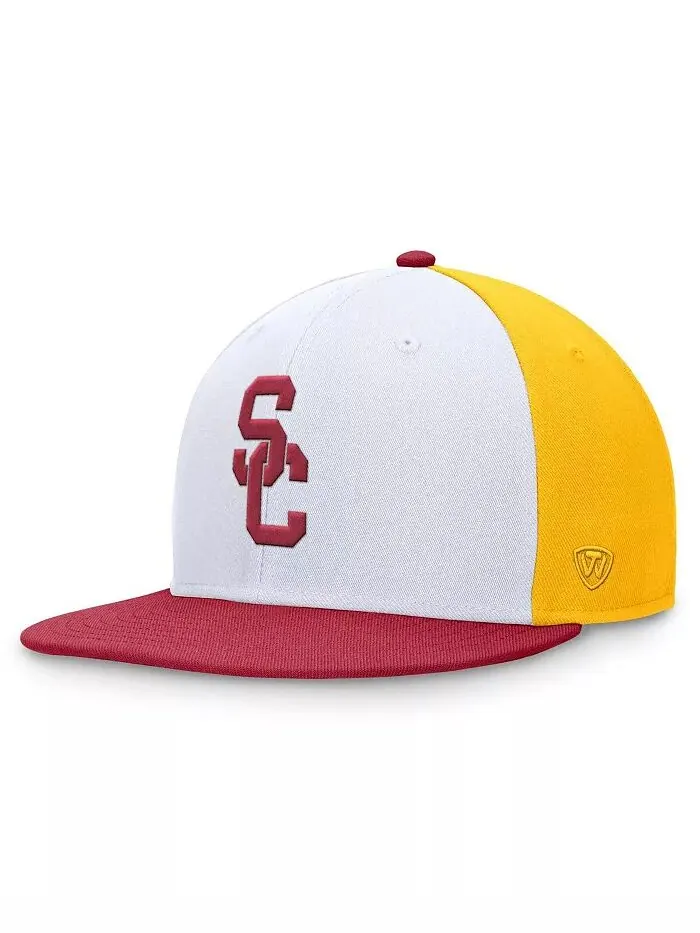 Мужская белая/кардинальная шляпа USC Trojans Tri-Tone Heritage Collector Fitted Hat Top of the World — изображение 1 из 4