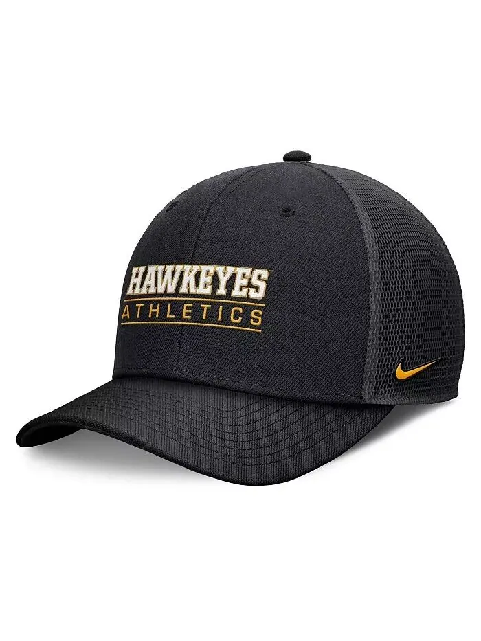 Мужская черная кепка Iowa Hawkeyes Rise Adjustable Nike — изображение 1 из 4