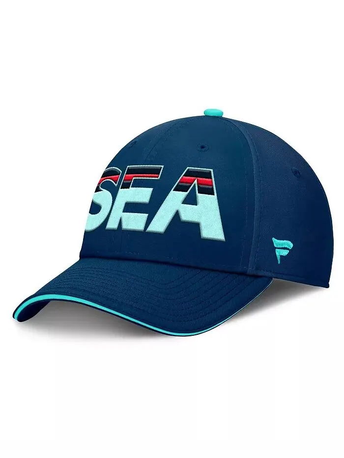 Мужская шапка Sea Sea Navy/Blue Seattle Kraken Authentic Pro Rink Team Code Flex Fanatics — изображение 1 из 4