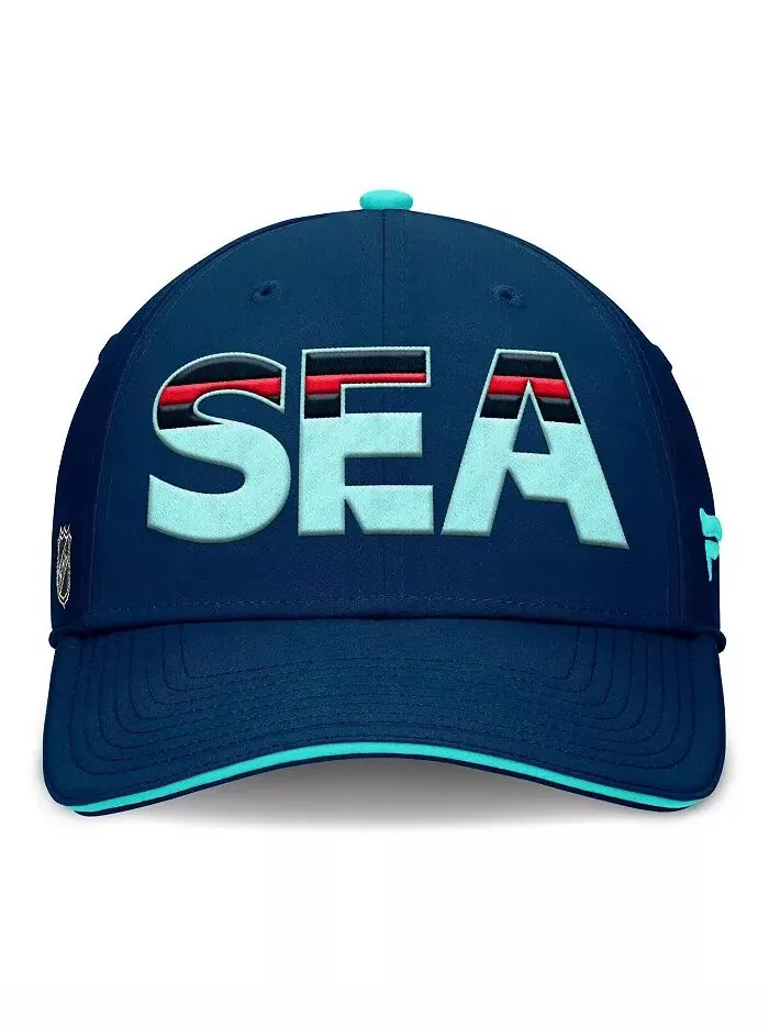 Мужская шапка Sea Sea Navy/Blue Seattle Kraken Authentic Pro Rink Team Code Flex Fanatics — изображение 2 из 4