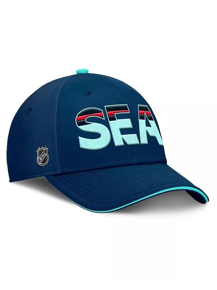 Мужская шапка Sea Sea Navy/Blue Seattle Kraken Authentic Pro Rink Team Code Flex Fanatics — изображение 3 из 4