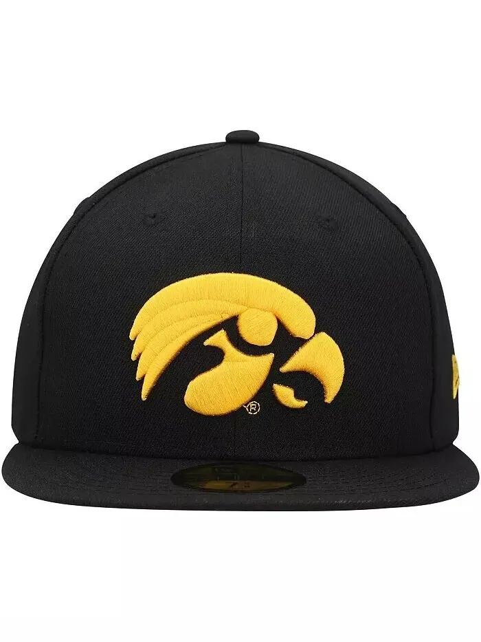 Мужская базовая шляпа с логотипом Iowa Hawkeyes Primary Team черного цвета 59FIFTY New Era — изображение 4 из 4