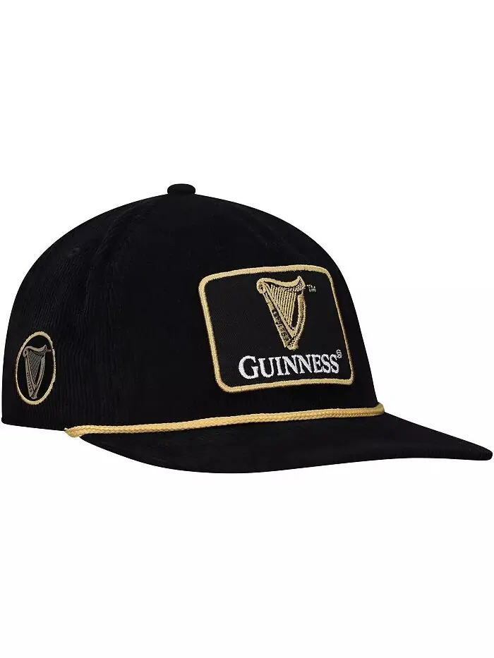 Мужская черная регулируемая кепка Guinness Golfer Lids