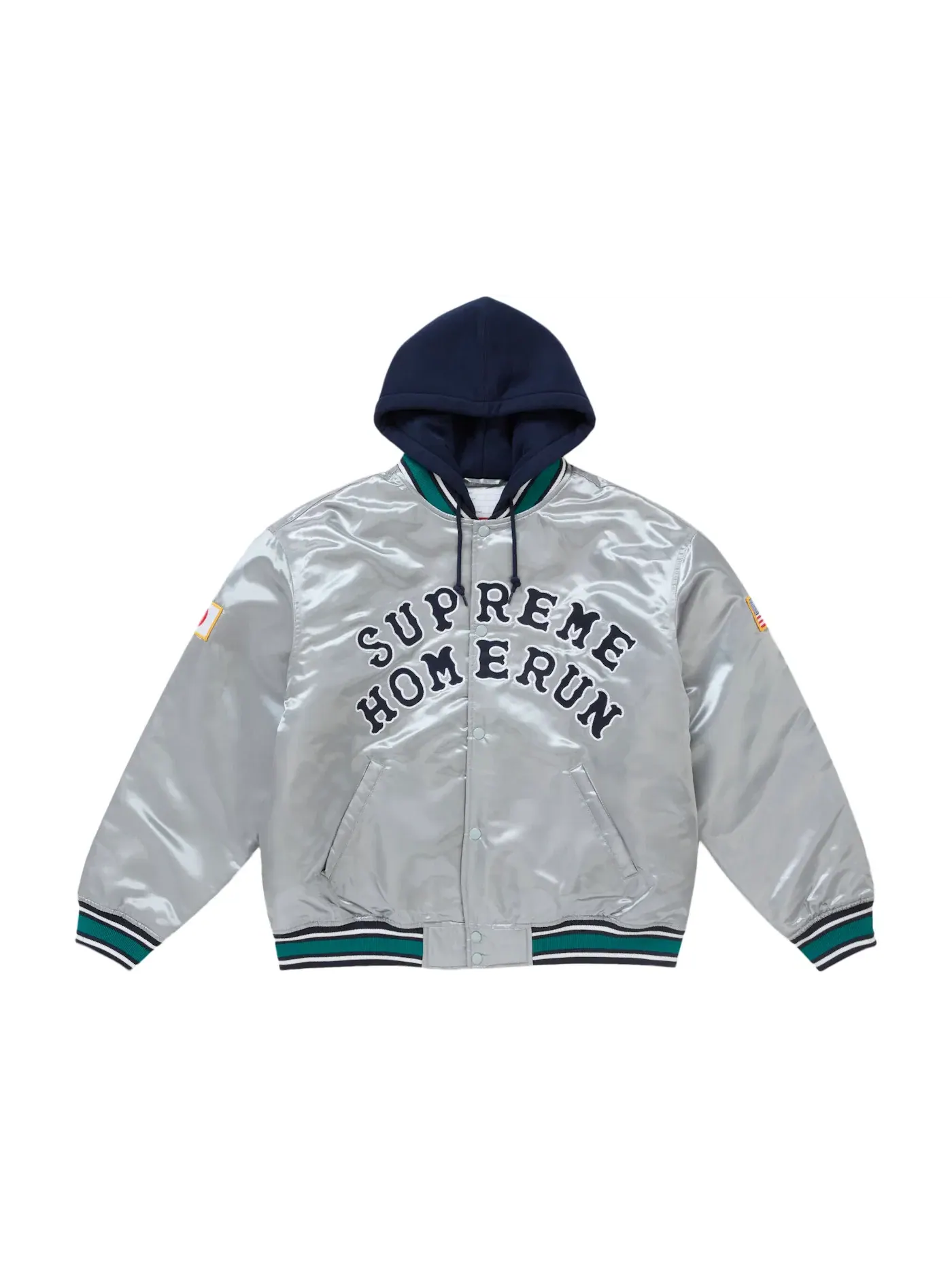Мужская куртка-бейсболка с капюшоном из сатина Homerun Supreme — изображение 1 из 3, серебряный