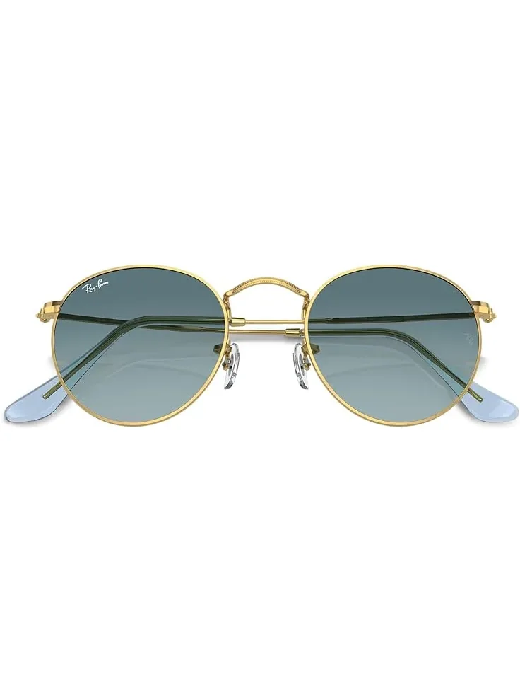 Men's Ray-Ban 0RB3447 Round Metal — изображение 5 из 5, золотистый/синий серый