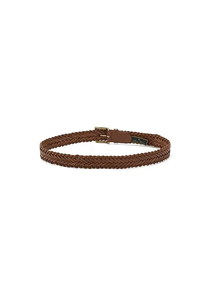 Ремень плетеный кожаный Braided Leather Belt Brooks Brothers — изображение 2 из 3, коричневый