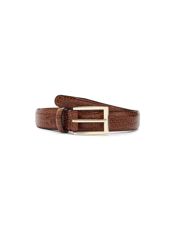 Ремень крокодиловая текстура Crocodile Embossed Belt Brooks Brothers — изображение 1 из 3, коричневый
